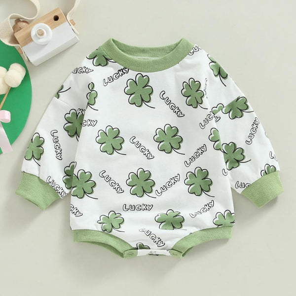 Cute Baby Jumpsuit St. Patrick's Day Clover Spring Jumpsuit Wholesale Baby Clothes
