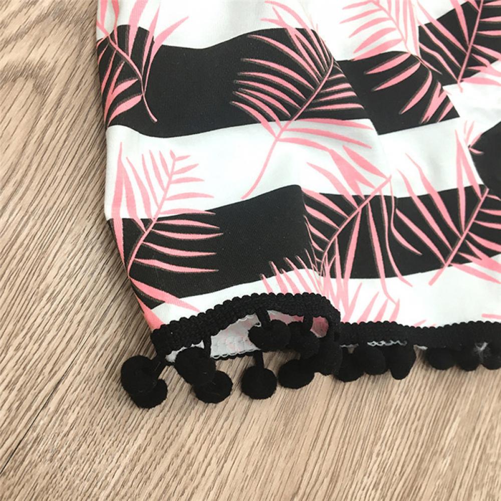 18M-6Y Toddler Girls Set Summer Letter Fringe Skirt Striped Drop Ball Lace Pants Set Wholesale Clothing For Girls