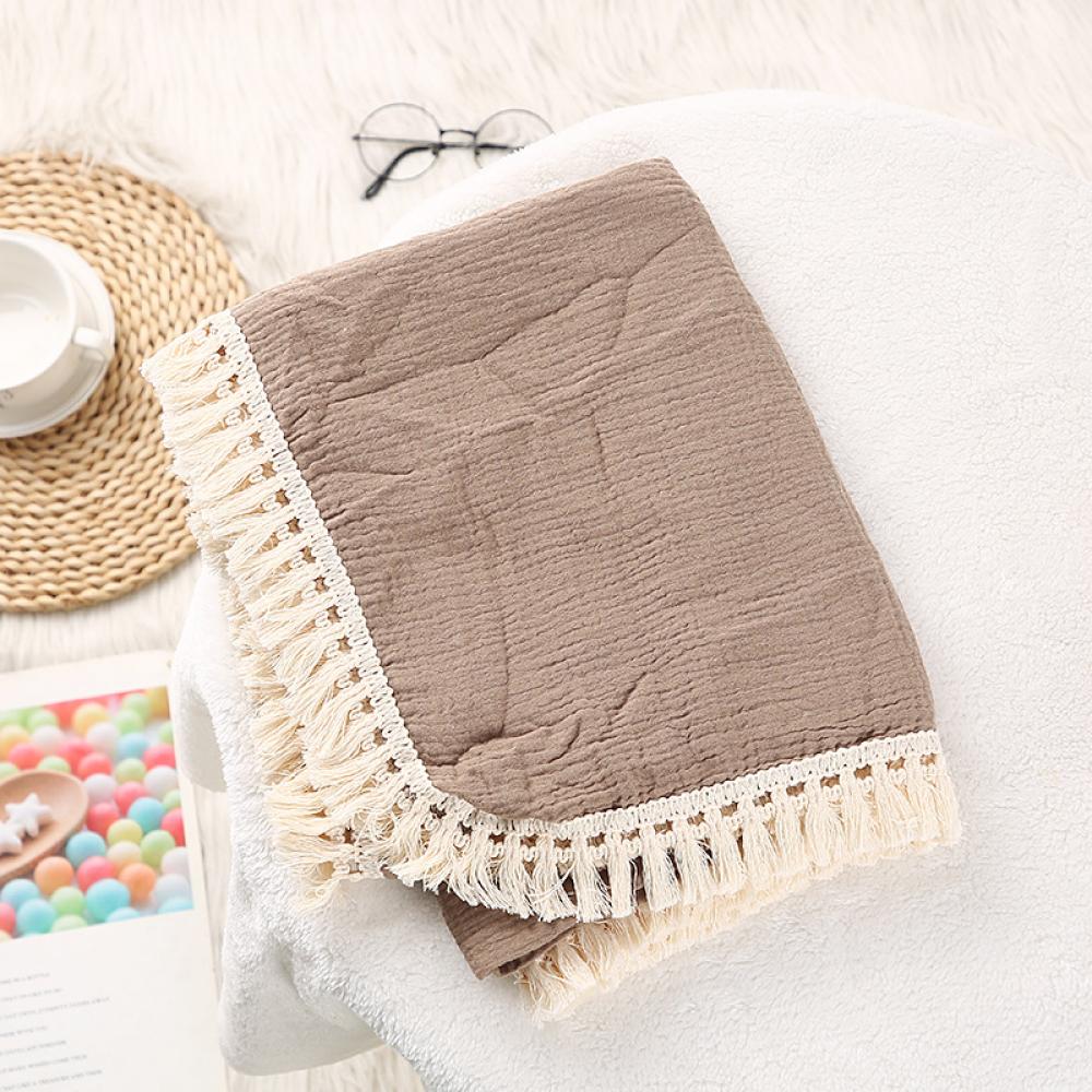 Baby Double Crepe Cotton Soft Fringed Blanket Wholesale Baby Blanket