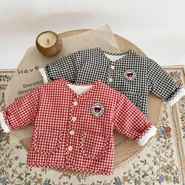 Winter Boys and Girls Baby Thickened Long-sleeved Plaid Coat Wholesale Baby Clothes