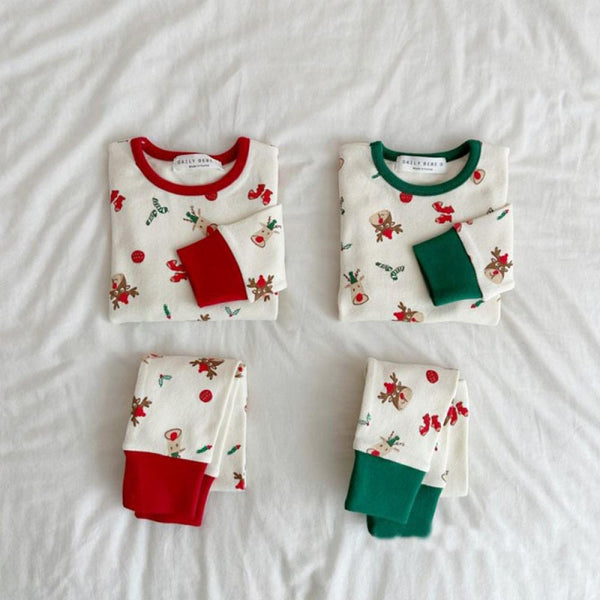 Autumn Unisex Baby Soft Christmas Top + Pants Set Wholesale Baby Clothes