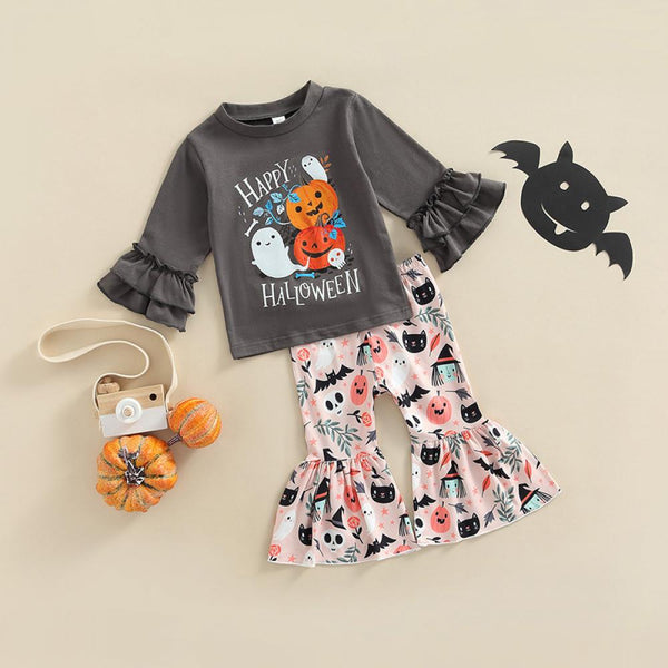 Halloween Letter Girl Spring And Autumn Set Wholesale Girls Clothes