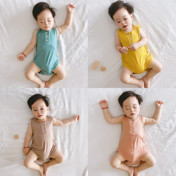 0~2Y Baby Onesie 2022 Summer New Modal Children's Clothing Baby Romper Romper Baby Solid Color Home Clothes Wholesale Baby Clothes