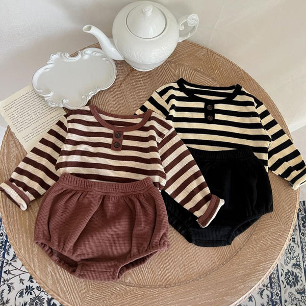 Autumn Baby Striped Top + Pants Western Style Two-piece Set Wholesale Baby Children Clothes