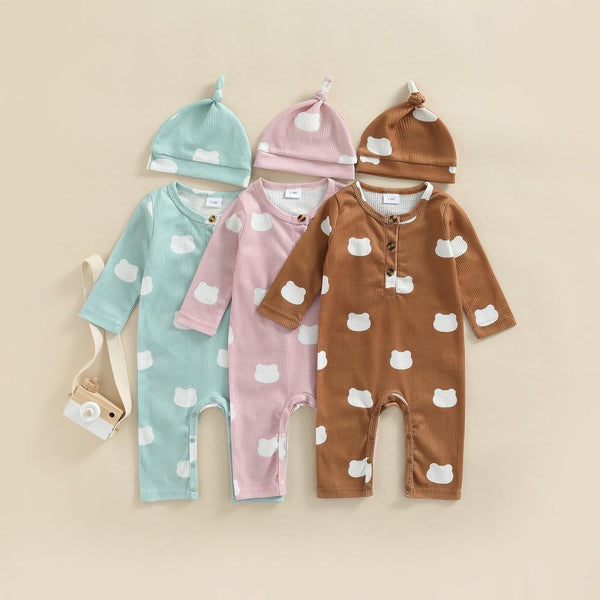 Autumn Children's Cloud Print Waffle Romper Baby Clothes Wholesale