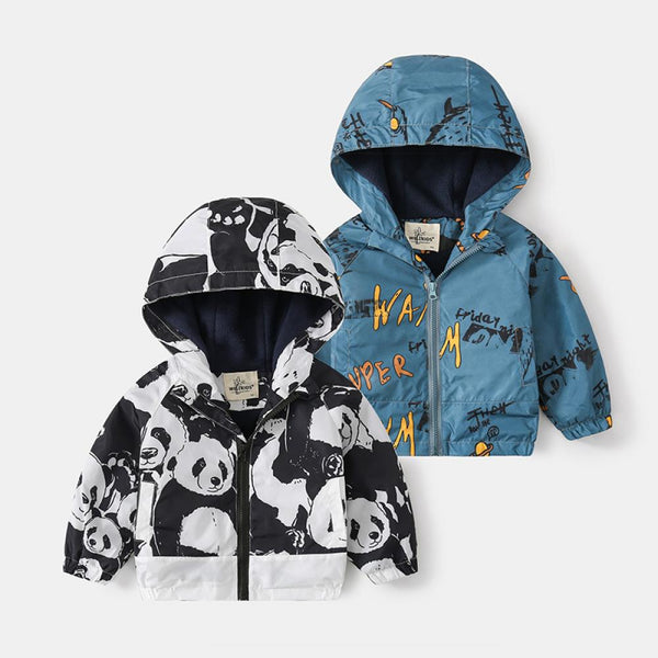 Autumn/Winter Boys' Fleece Hooded Zip-Up Children's Jacket Wholesale Boy Clothing