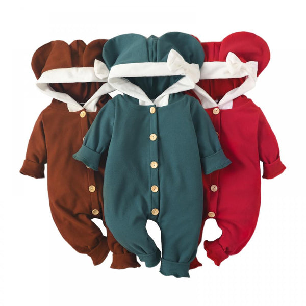 Baby elephant Ear Romper Spring and Autumn Solid Baby Clothes Wholesale Bulk