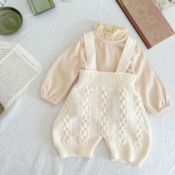 Baby Knitted Overalls Cotton Yarn Twist Suspenders Western Style Romper Wholesale