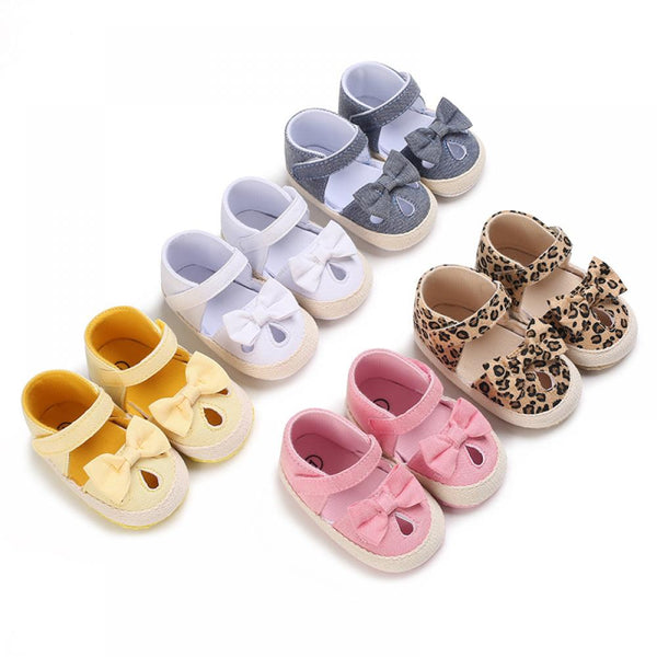 0-1Y Newborn Baby Girls Shoes Solid Bow Leopard Flats Spanish Baby Shoes