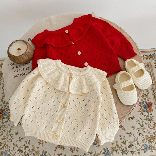 Autumn and Winter Baby Girl Cotton Yarn Knitted Cardigan Sweater Coat Wholesale Girls Clothes