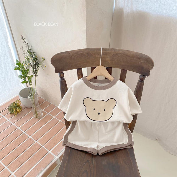 Toddler Cartoon Bear Casual Short Sleeve Set Summer Baby Cute Comfortable T-shirt+Shorts Wholesale Kids Clothing