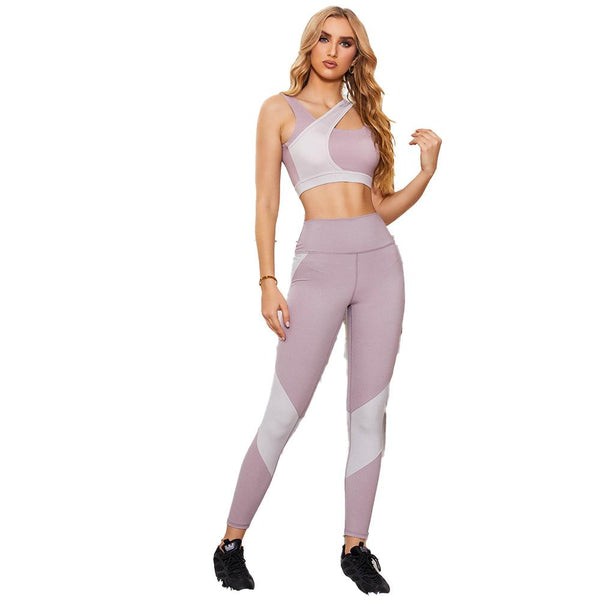 Women Sports Yoga Clothing Sets  Simple  Bra And High-waist Buttock Lifting Sports Leggings Two-piece Set Wholesale Wowen Clothing