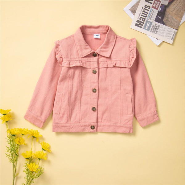 Western Style Toddler Girls Pink Denim Jacket Wholesale Girls Clothes