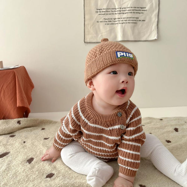 Autumn and Winter Baby Bodysuit Striped Knitted Romper Wholesale Baby Clothes