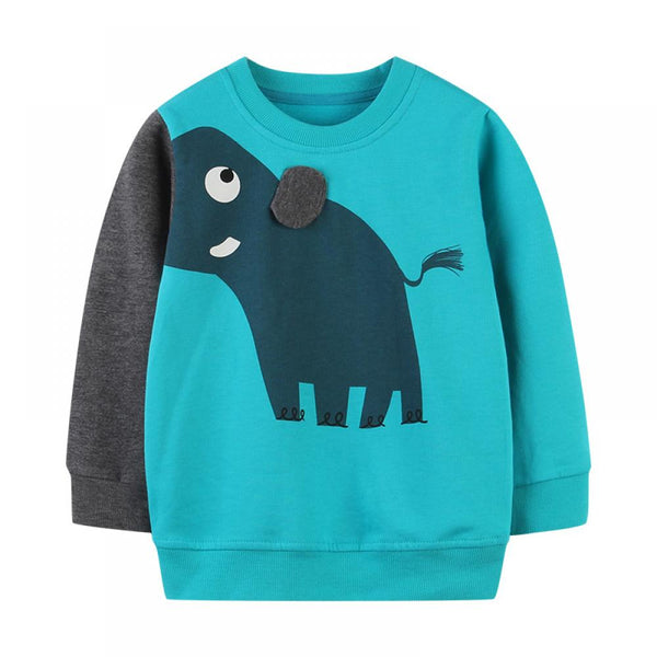 Toddler Boys Sweater Autumn Print Children's Sweater Cute Round Neck Terry Top Wholesale Boys Clothes