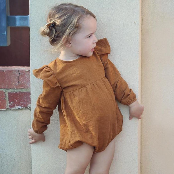 Newobrn Baby Girls Autumn Solid Romper Baby Boutique Clothing Wholesale