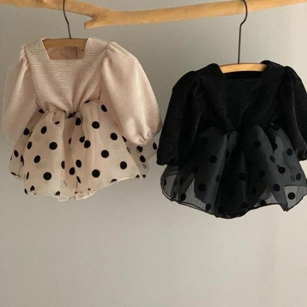 Girls Baby Black Polka Dot Gauze Skirt Jumpsuit Wholesale Baby Clothes