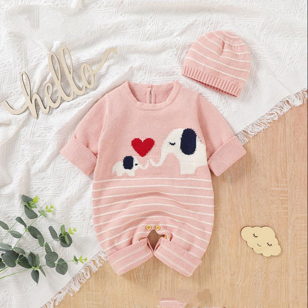 Newborn Baby Girls Elephant Romper With Hat Knitted Buy Baby Clothes Wholesale