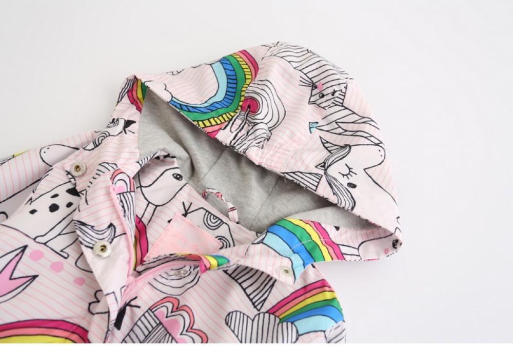Kids Girls Zip Jacket Print Rainbow Cardigan Trench Coat Wholesale Kids Clothes