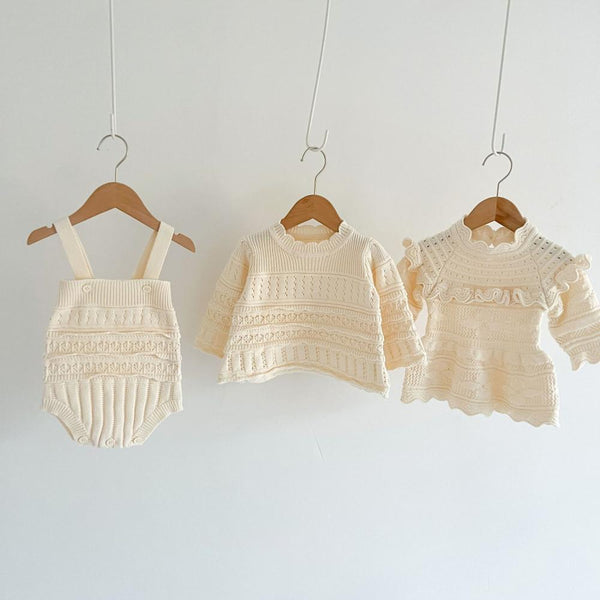 Autumn Sweater Baby Girl Woolen Suspender Romper Top Skirt Wholesale Baby Girl Clothes