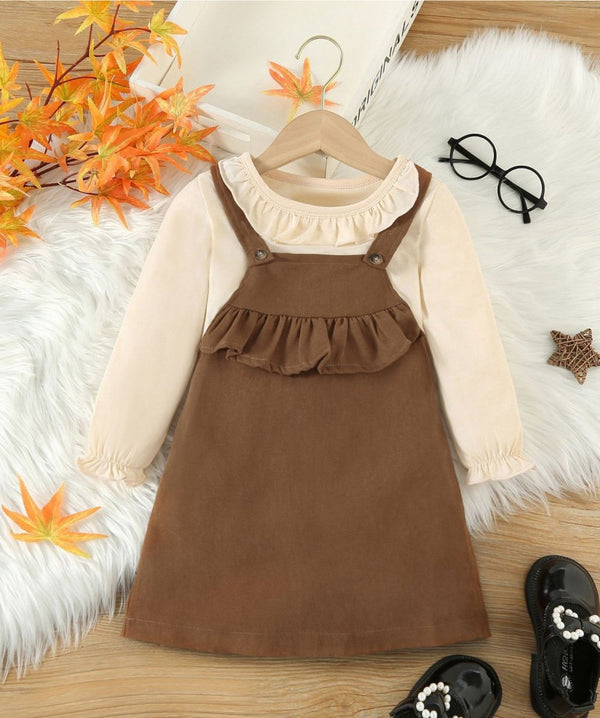 New Girls Spring And Autumn Straps Vest Skirt Long Sleeve Ruffled Suit Girls Clothing Wholesale