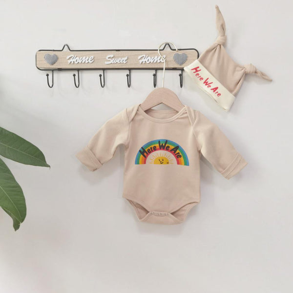 Baby Boy And Girl Spring And Autumn Jumpsuit Rainbow Romper With Hat Wholesale Baby Clothes