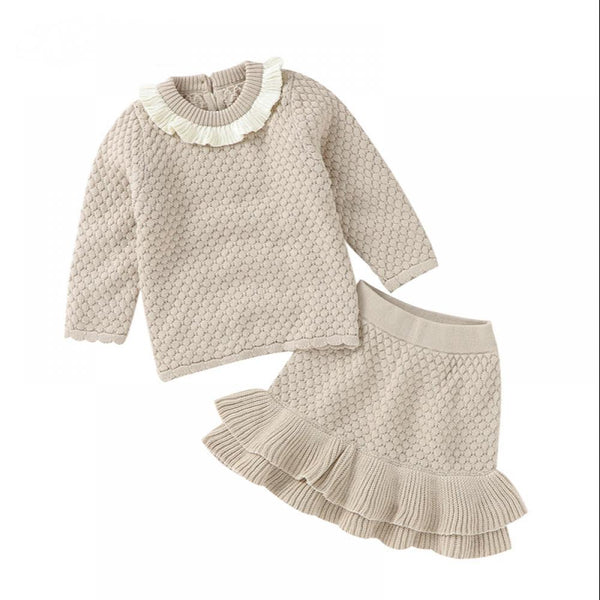 Newborn Baby Girls Spring Autumn Knitted Top and Skirt Set Baby Wholesales