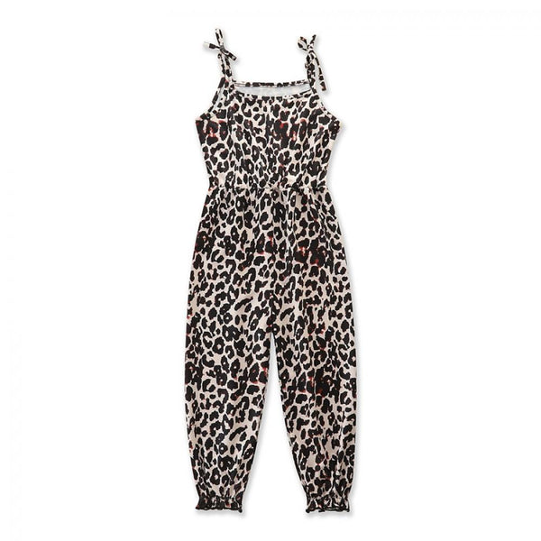Toddler Girls Jumpsuit Summer Sleeveless Leopard Sling Jumpsuit Onesie Girl Boutique Clothing Wholesale