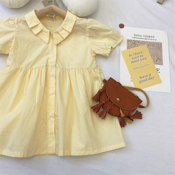 Baby Girls Summer Solid Color Korean Dress Wholesale Clothing For Girls