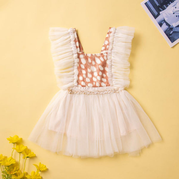 New Girls Leopard Print Dress Summer Mesh Suspender Skirt Wholesale