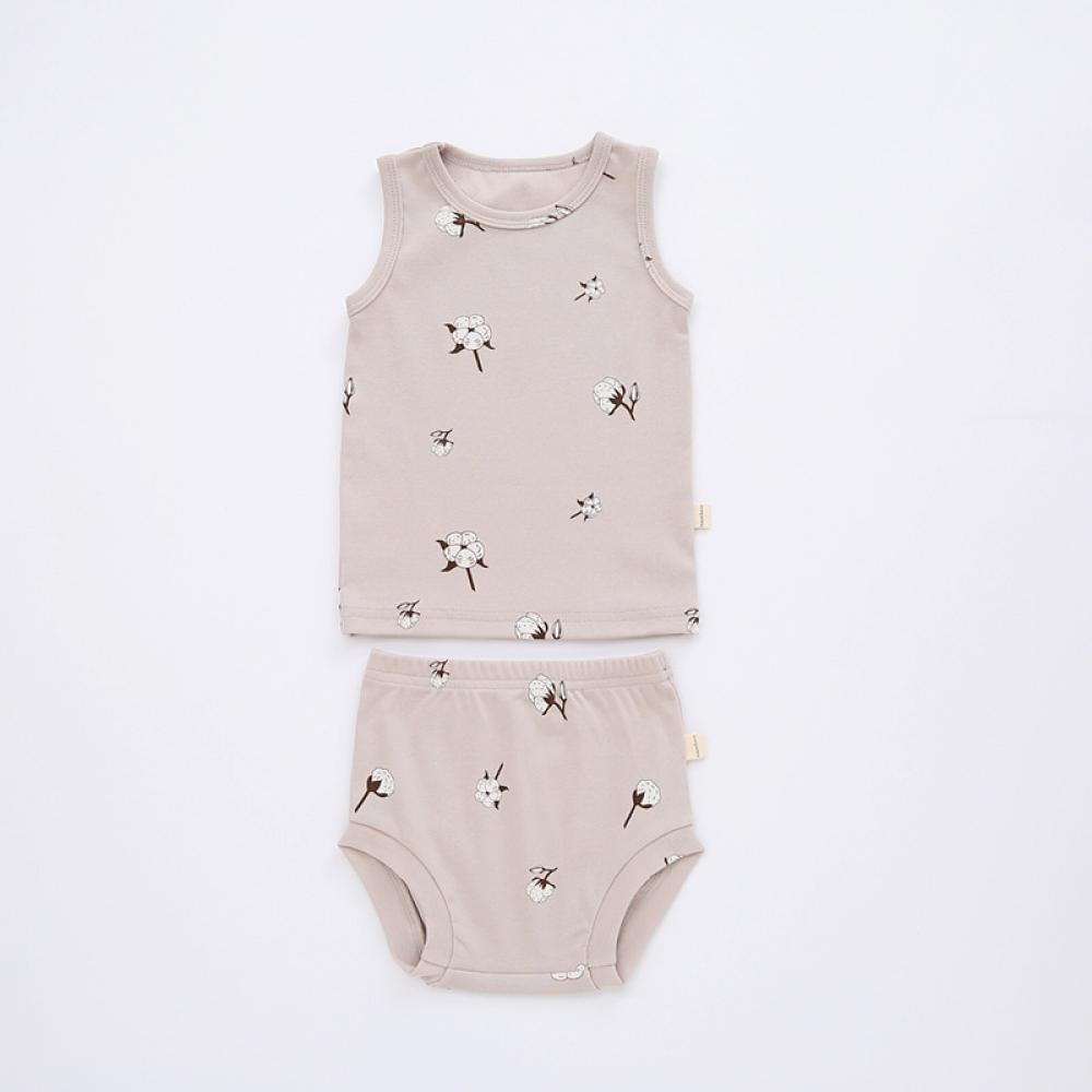 Unisex Baby Boys and Girls Short Set Summer Printed Cotton Sleeveless Vest Top and Shorts Baby Clothing Wholesale Distributors