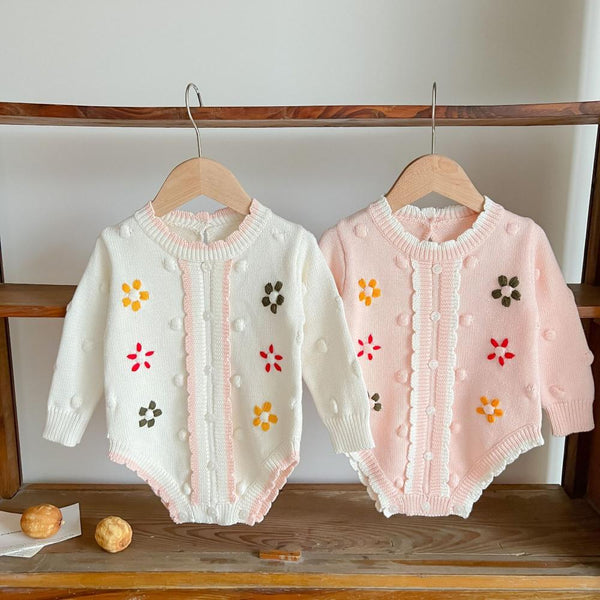 Baby Girls Autumn Knitted Wool Romper Wholesale Girls Clothes
