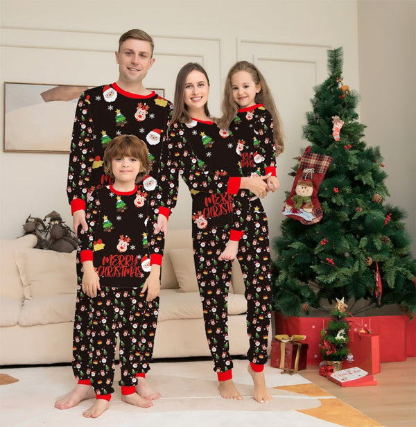 Christmas Parent-child Santa Claus Printed Pajamas Home Wear Mommy And Me Wholesale Clothing