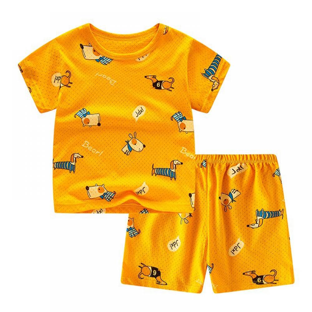 Boys and Girls Pajamas Summer Animal Rabbit Car Printed Top and Shorts Sleep and Home Clothes Baby Girl Boutique Clothing Wholesale
