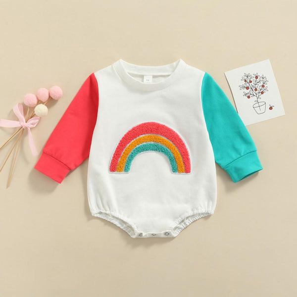 Spring Infant Romper Rainbow Long Sleeve One Piece Wholesale Baby Clothes