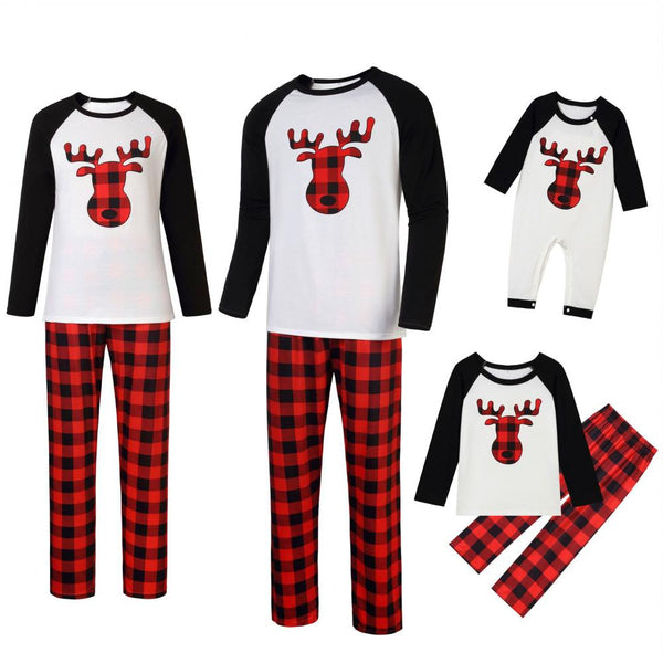 Christmas Autumn Winter Elk Print Pajamas Parent-child Suit Wholesale