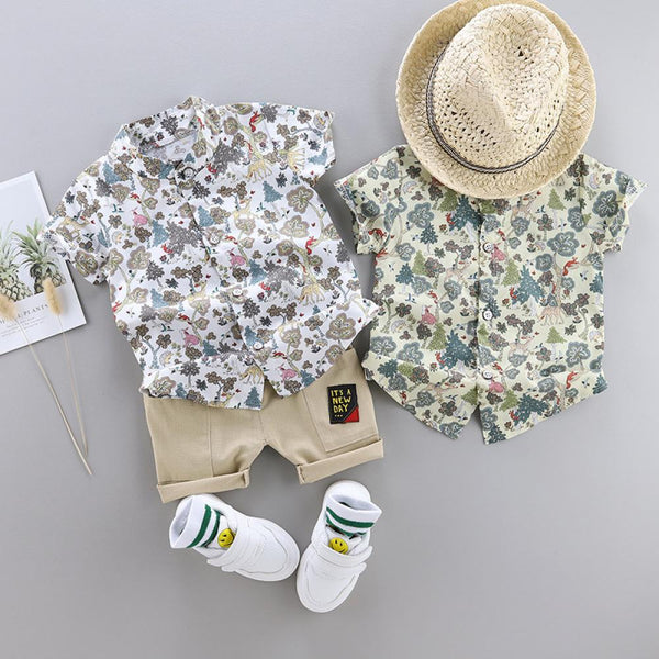 Baby Boy Summer Western Style Short Sleeve Suit Wholesale Boys Clothes