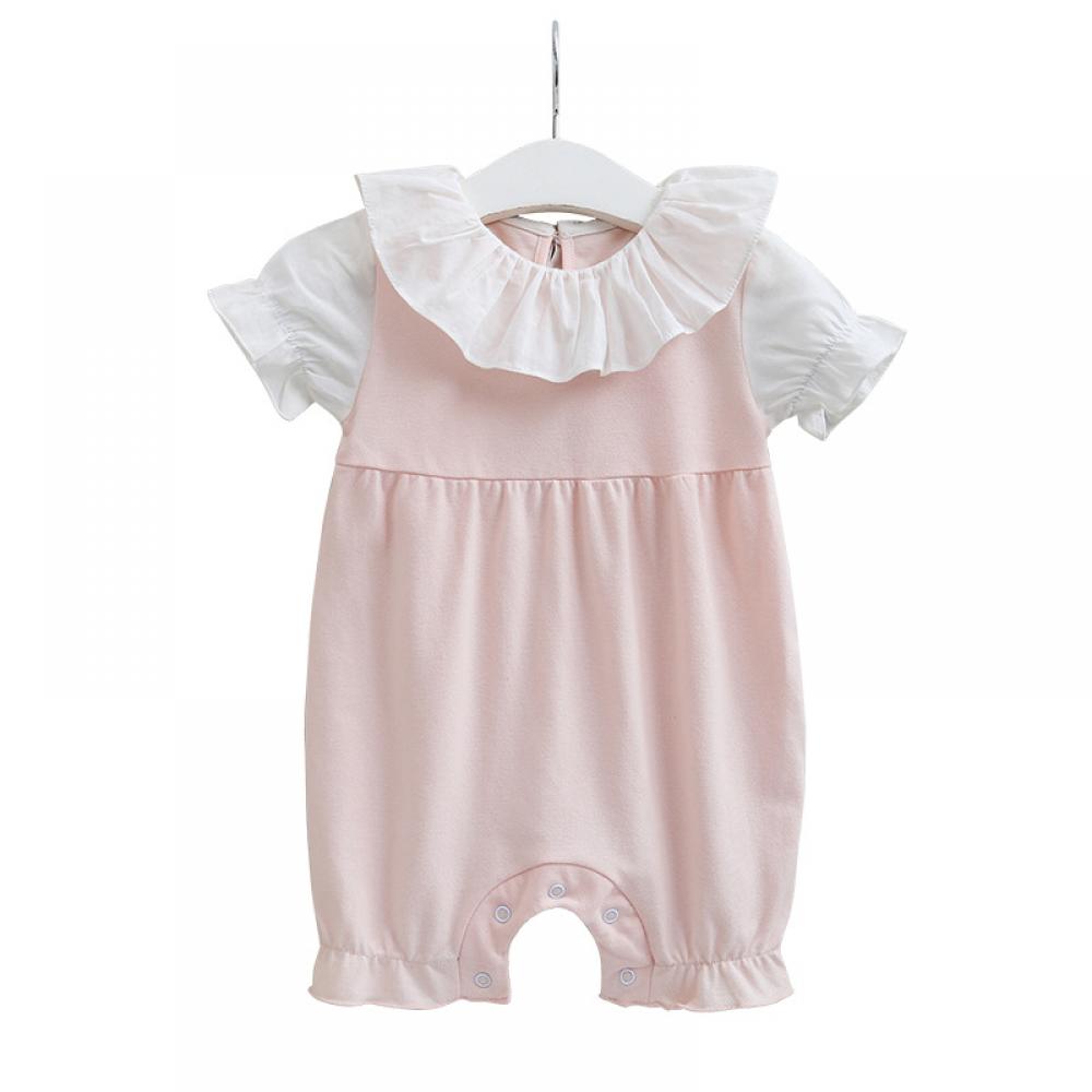 Newborn Baby Girls Summer Pink Romper Wholesale Clothing Baby