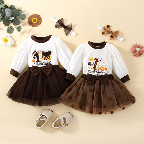 Children's Thanksgiving Romper Mesh Suit Skirt Wholesale Baby Children Clothes