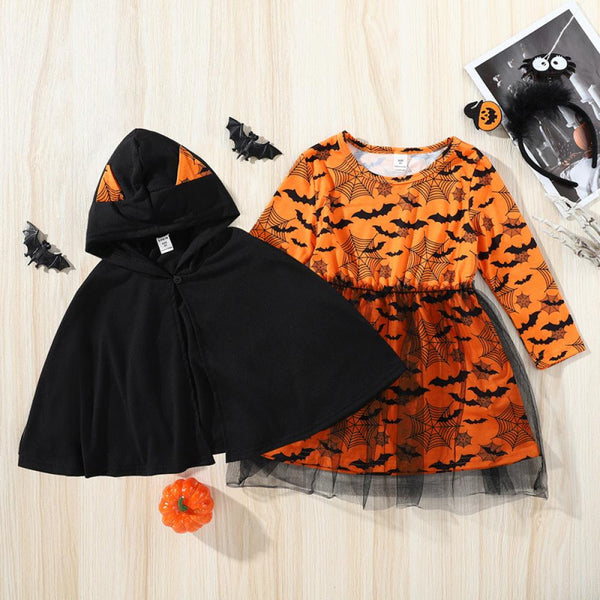 Black Jacket Halloween Print Set Wholesale Toddler Girls Clothes