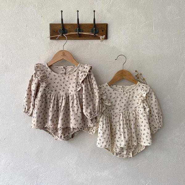Baby Girl Autumn Floral Ruffled Baby Romper Wholesale