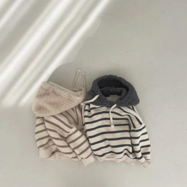 Unisex Striped Fleece Hoodie Top Wholesale Baby Clothes
