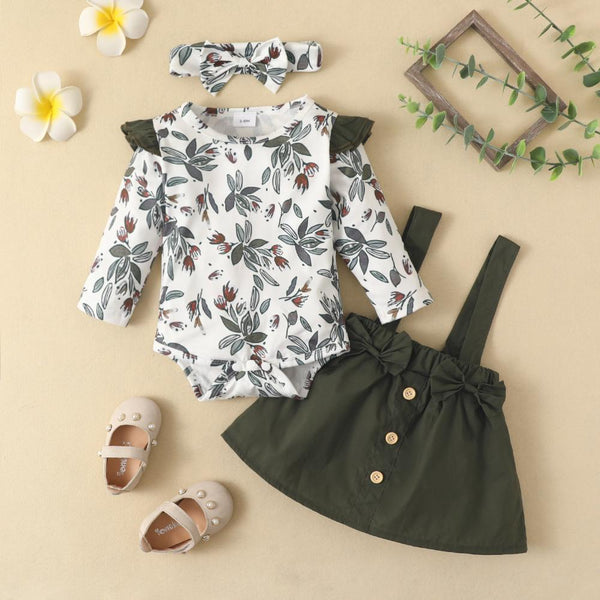 Autumn Winter Baby Suspender Skirt Suit Baby Boutique Clothes Wholesale