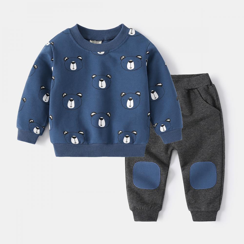 Boys Autumn Cartoon Top and Pants Set Baby Boy Clothes Wholesale