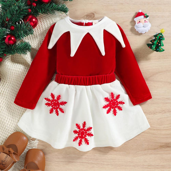 Christmas Autumn Winter Sweet Top + Skirt Set Wholesale Girls Clothes