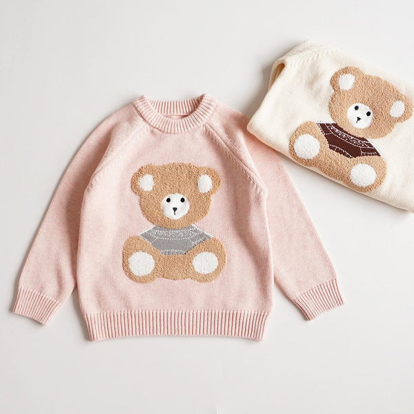 Little Girls Autumn Cute Bear Knit Sweater Pullover Wholesale Girls Clothes