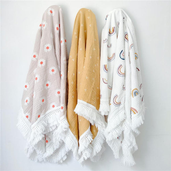 Children's Cotton Printed Tassel Blanket Cute Baby Blankets Wholesale