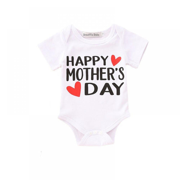 Hot European and American Babies Mother's Day Letters Short-sleeved Romper Romper Children's Clothing Wholesale Baby Clothes