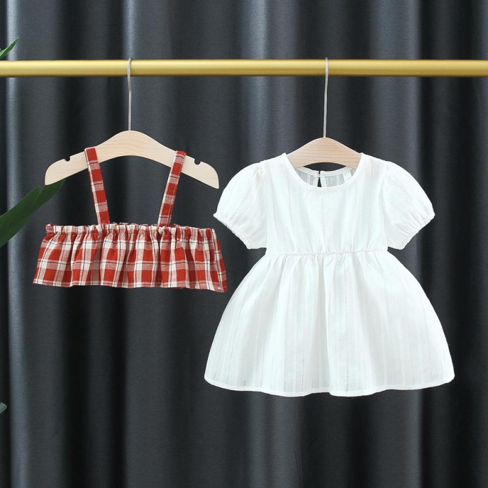Girls Summer Plaid Princess Sweet Dress Babywear Wholesale