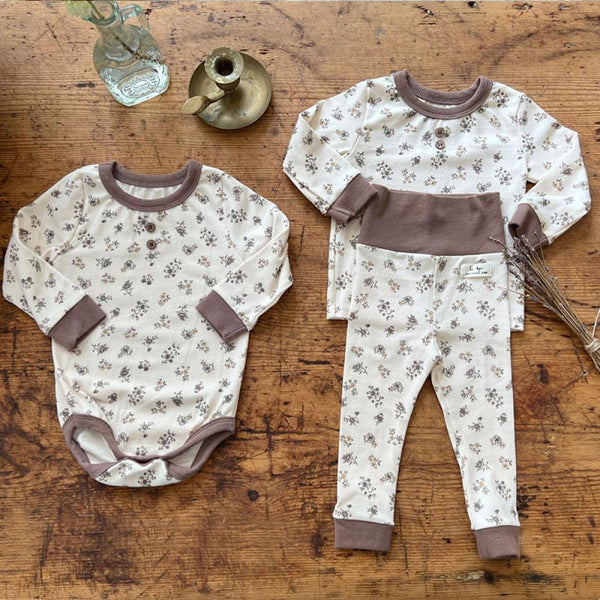Baby Floral Stitching Girls Cotton Pajamas  Two-piece Set Wholesale Baby Girls Clothes